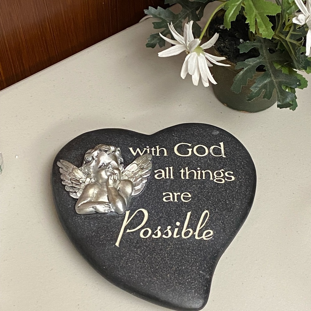 heart with silver cherub figure - With God all things are Possible - Picture 7 of 11